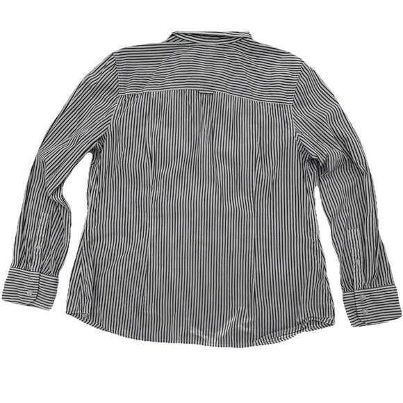 Jacob, dress shirt women's, XL, Black &white Striped button up high collar darts - Picture 8 of 16